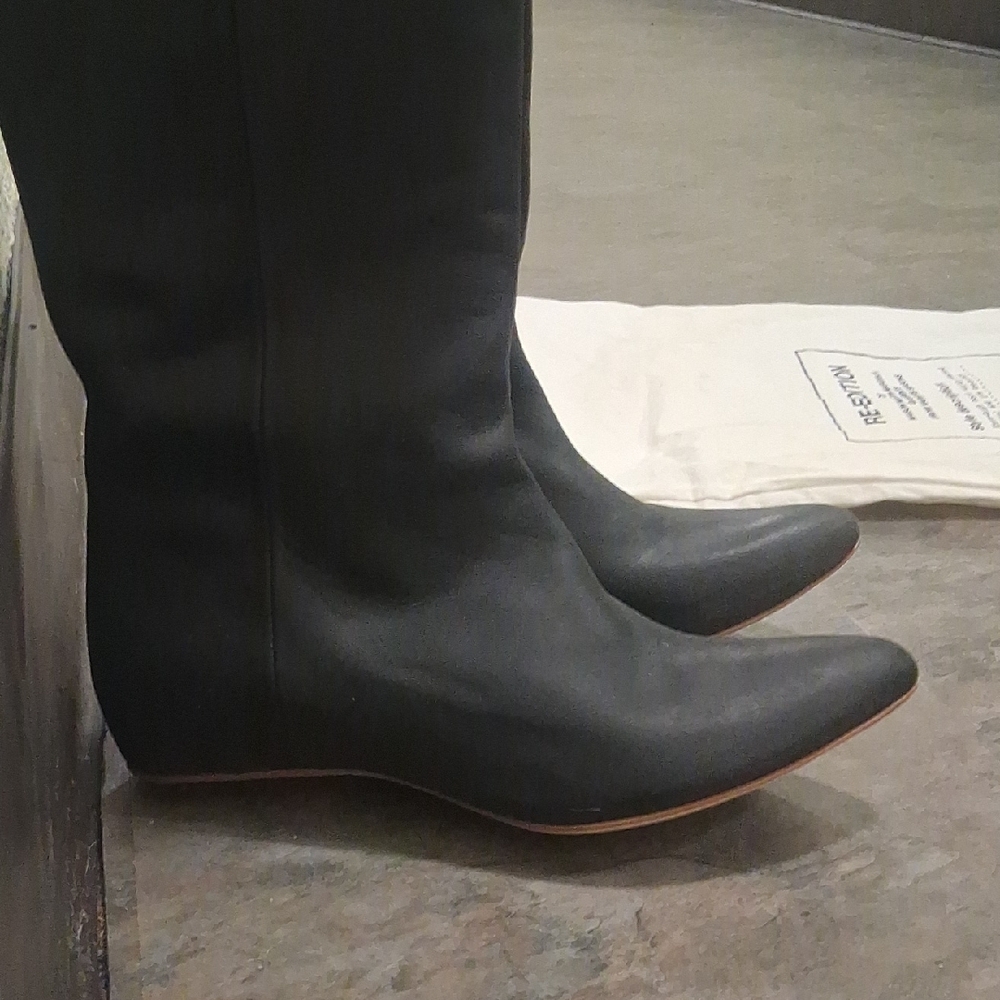 Womens Maison Martin Margiela x H&M Re-Edition Black LEATHER Boots HIDDEN HEEL
